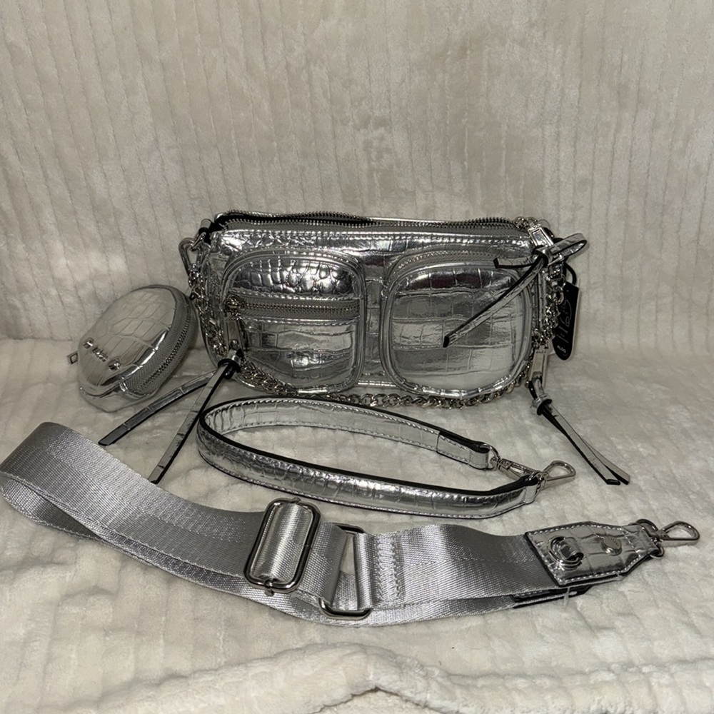 Aldo Silver Metallic Multi Purpose Crossbody Bag - Picture 6 of 11